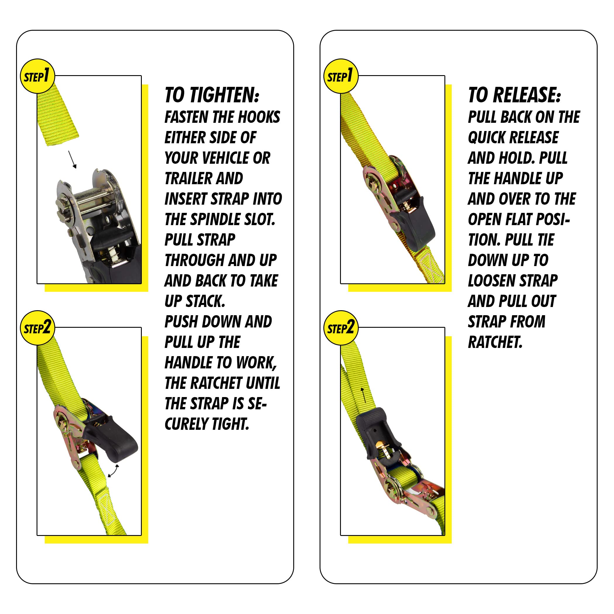 CARTMAN 4-Pack Retractable Ratchet Straps 1" X 10' - Heavy Duty 1500lb Tie Downs For Trucks & Cargo