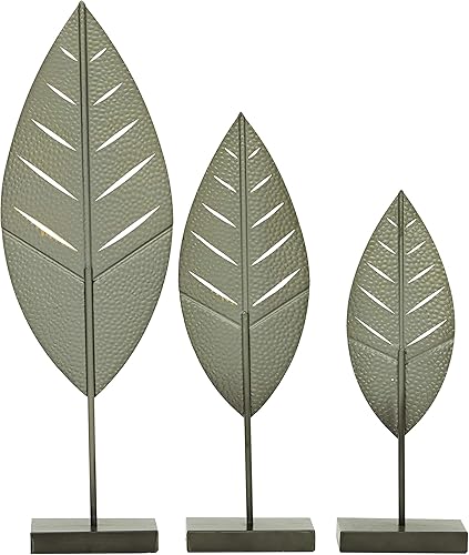 Miniatura 7 de Deco 79 Escultura decorativa de hoja de metal para decoración del hogar, juego de 3 figuras decorativas de 17 pulgadas, 19 pulgadas, 26 pulgadas de