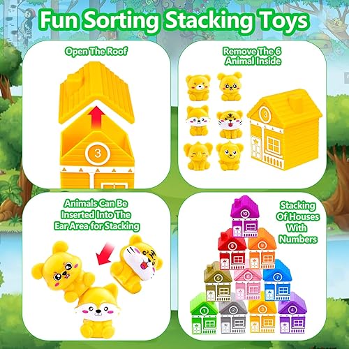 Miniatura 5 de Juguetes Montessori 5 en 1 para bebés de 1 año de edad, juguetes educativos de aprendizaje para niños pequeños, apilables, bloques apilables, cuerda