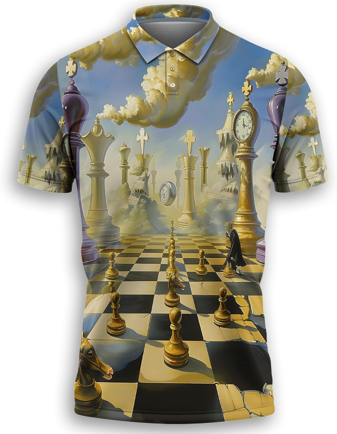 Chess Game Polo Shirts for Men-Chess Board Golf Moisture Dry Fit Short Sleeve Shirts S58