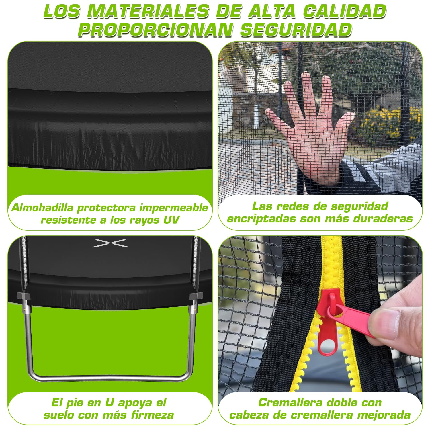 TRIUMPHKEY Cama Elástica Exterior para Niños Ø 183/228/305/366/427 cm, Trampolín de Jardín, Juego Completo con Red de Seguridad, Escalera, Cubierta de Borde, Capacidad de Carga 50-150 kg