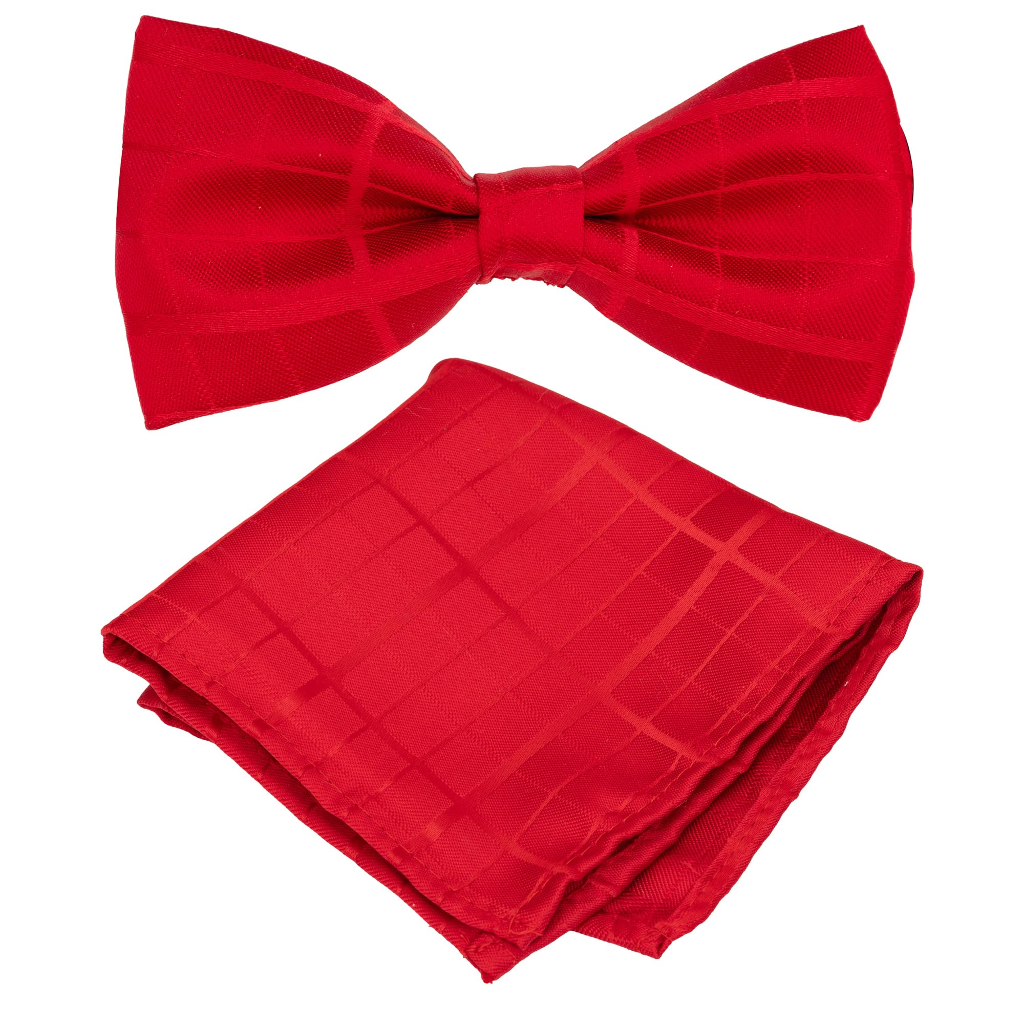 Men's Red Plaid Bow Tie & Matching Pocket Square-image-33