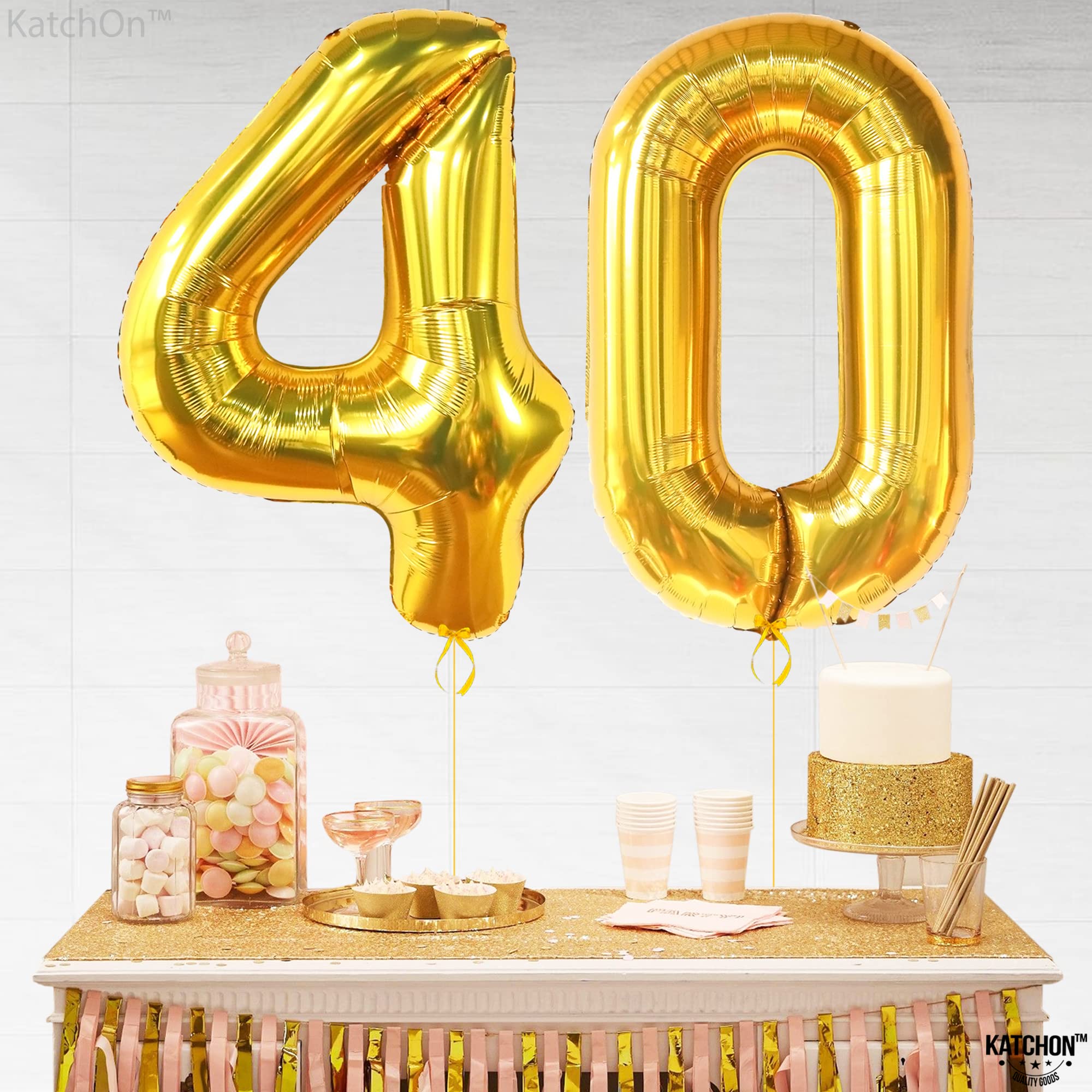 KatchOn, Gold 40 Balloon Numbers - Big, 40 Inch | Gold 40th Birthday Decorations for Men | Number Balloons for Happy Anniversary Decorations | Number Balloons for Happy Anniversary decorations