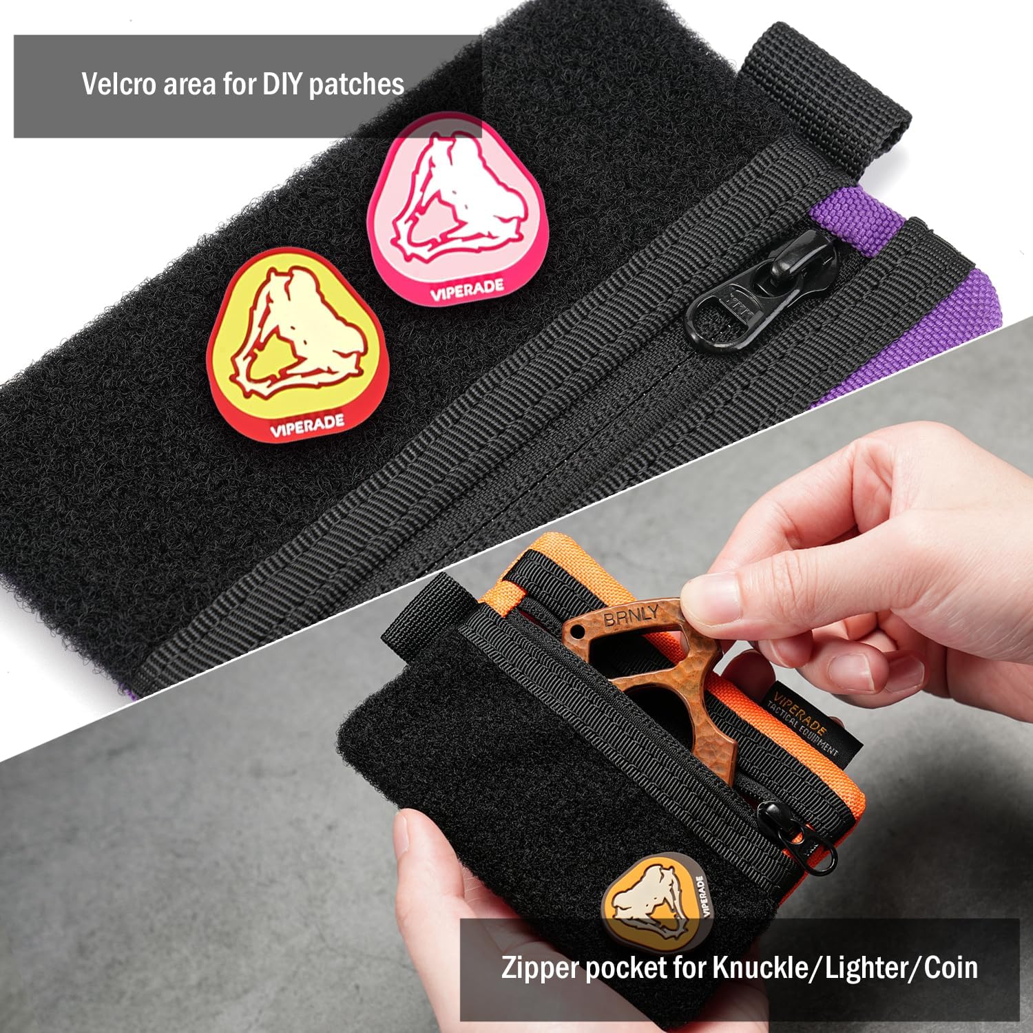 VIPERADE VE15 Small EDC Pouch, Pocket Organizer, EDC Pocket Pouch with DIY Patches Area, EDC Pocket Organizer Wallet for Cards, Small Tool Pouch for EDC Gears - Image 2