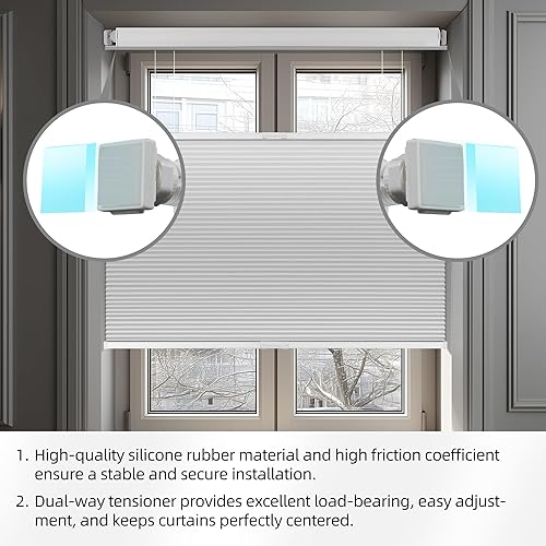 Miniatura 3 de BERISSA Persianas celulares opacas sin herramientas, sin taladro, de arriba hacia arriba, sin cordones, de panal para ventanas interiores, fáciles