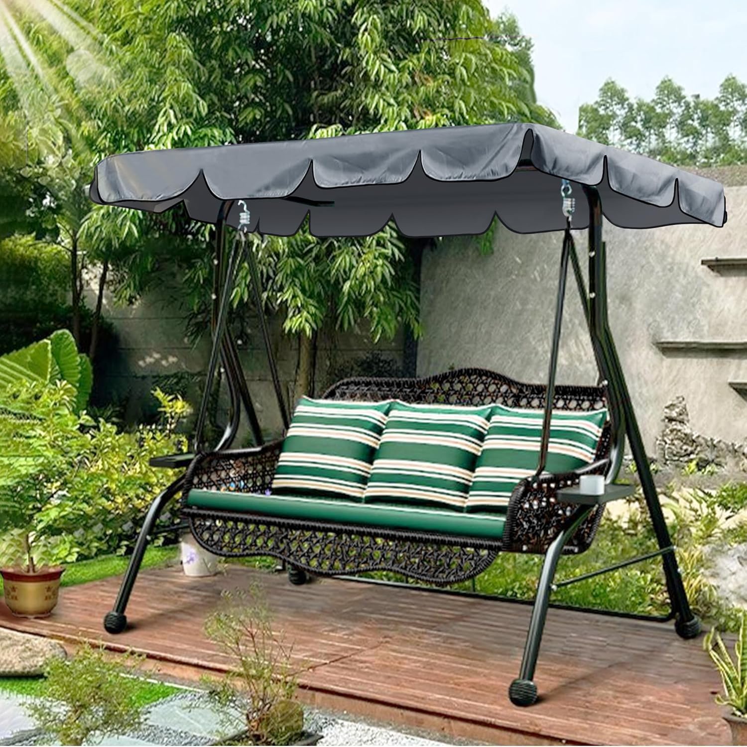 Housse de rechange pour balancelle d'été - Pour hamac 2 et 3 places - Imperméable - Protection UV - Parfaite pour terrasse et jardin - 190 x 132 x 15 cm