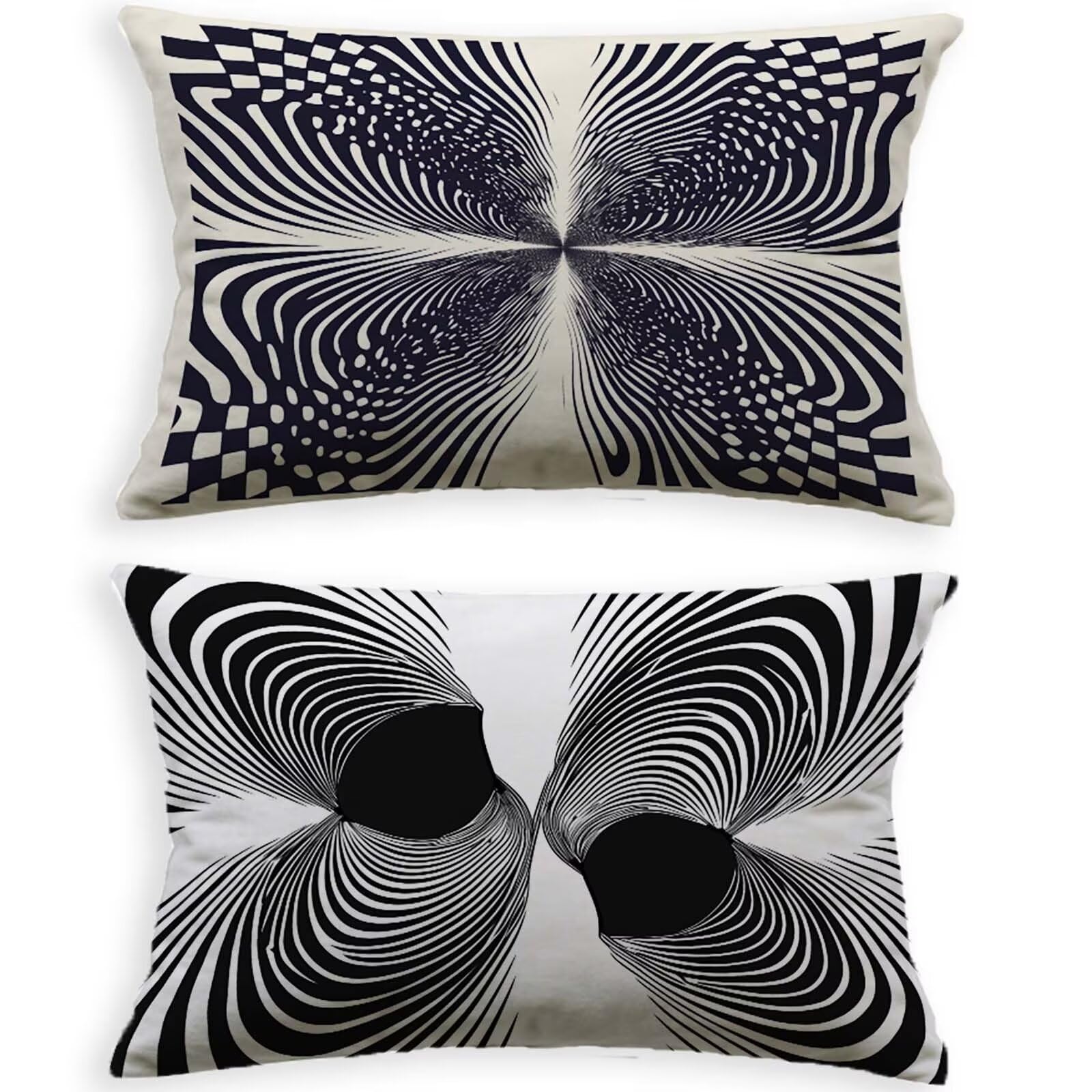 Housses de coussin extérieur en lin blanc 60x90cm, l'élégance résistante pour jardin et terrasse