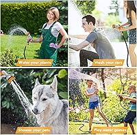 Vista 7 de RESTMO Boquilla de manguera de jardín, boquilla de manguera de agua de metal resistente con 7 patrones de pulverización ajustables, rociador de mano