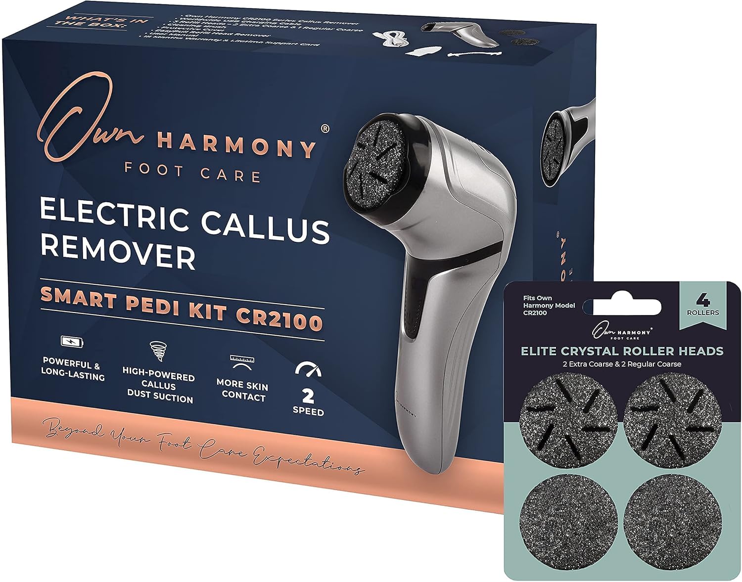 Own Harmony Electric Foot Callus Remover with Vacuum and 7 Rollers Bundle
