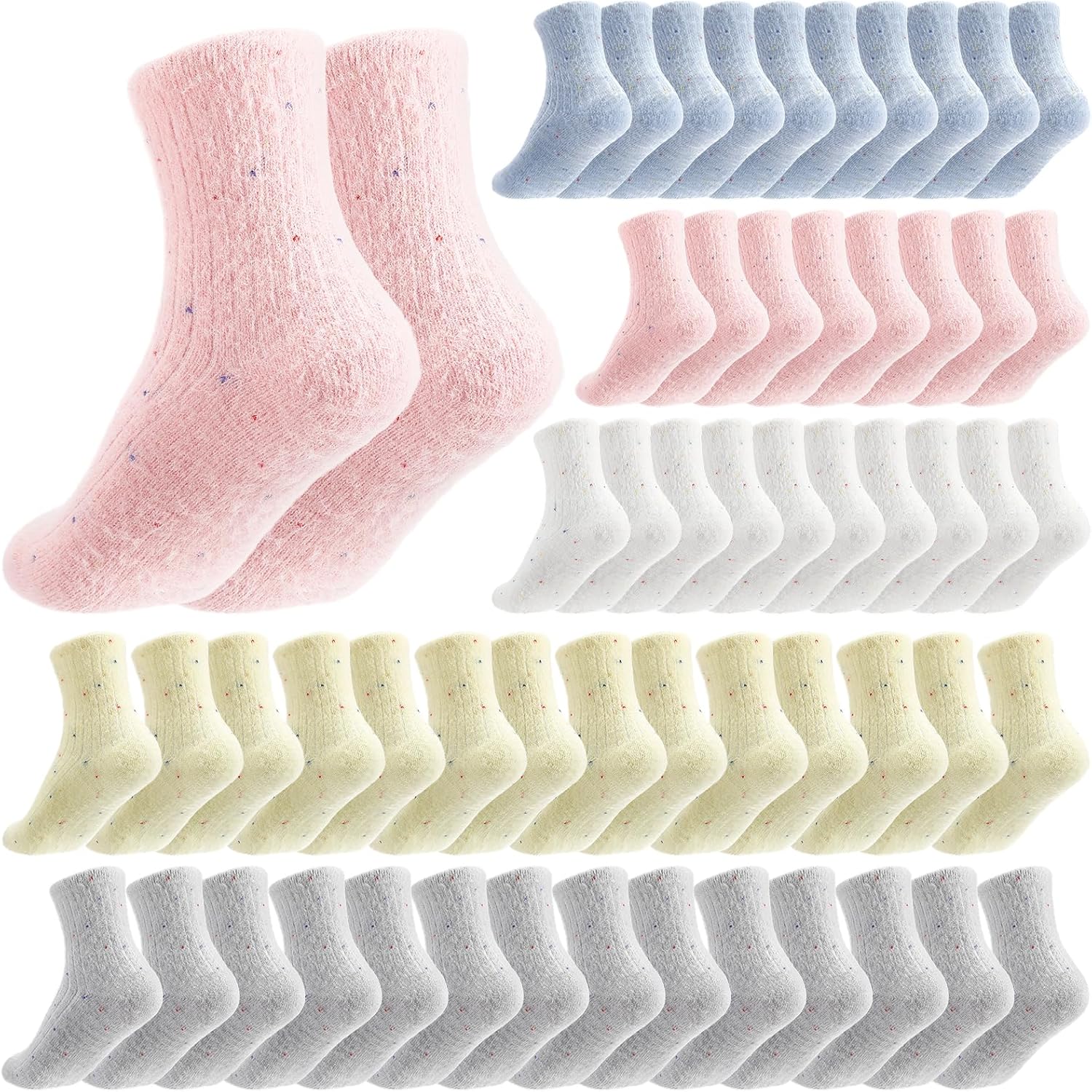 50 Pairs Women Fuzzy Socks Bulk Winter Warm Soft Fluffy Cozy Mink Fleece Sleeping Slipper Socks for Women Gifts