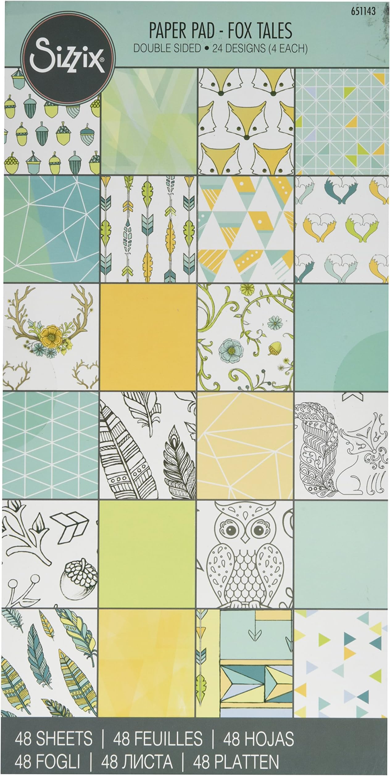 Sizzi Sizzix Cardstock Pad 6 x 12-inch 4-Fox Tales, Other, Multicoloured, 1.9x15.24x31.11 cm