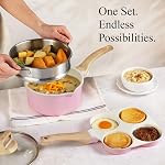 CAROTE 14 Pcs Ceramic Cookware Set, Pots and Pans Set Non Stick with Ceramic Coating, Induction Kitchen Sets, Pink