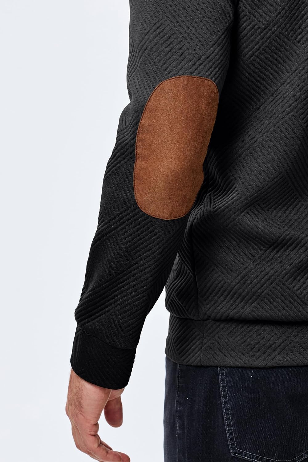 JMIERR Mens Hoodies Fall Casual Cotton Textured Long Sleeve Half Button Pullover Hooded Sweatshirts - Image 8