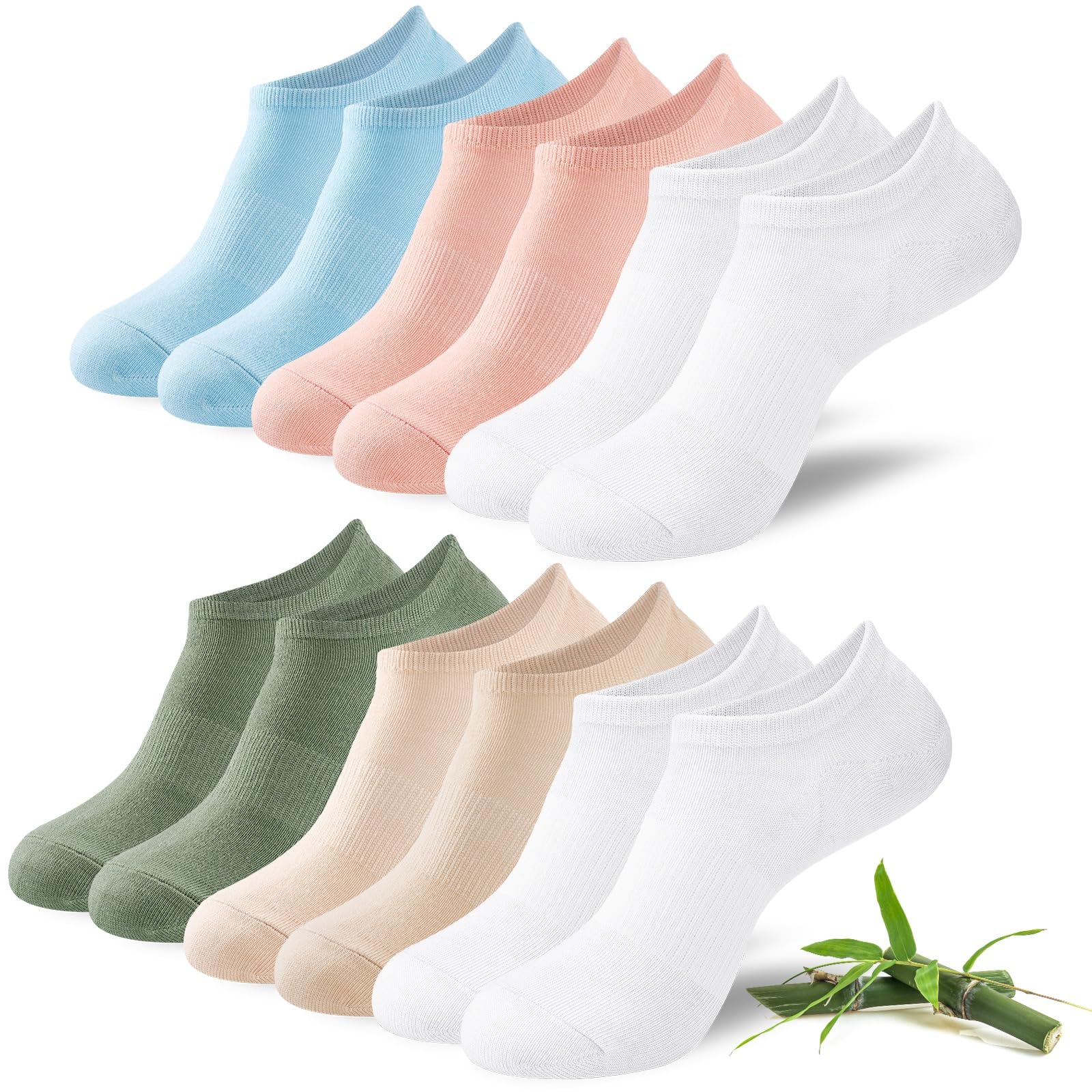 Niofind Bamboo Trainer Socks for Womens and Mens, No Show Ankle Socks Low Cut Invisible Non Slip Liner Socks Multipack Casual Footies for Sneaker Loafers and Boat Shoes — view 19