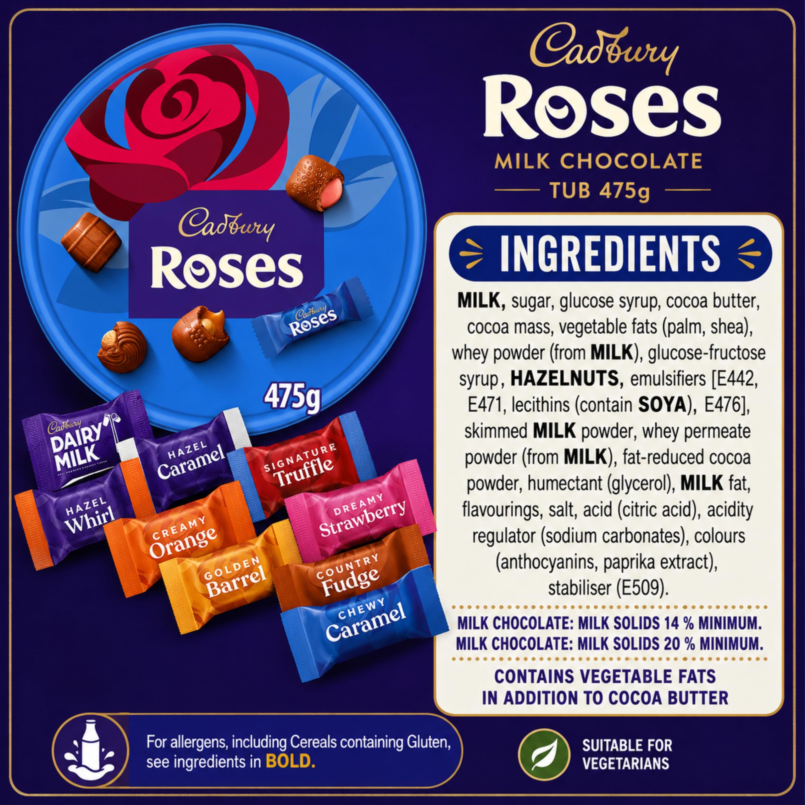 Cadbury Roses tub 550g Chocolate (Pack of 1)