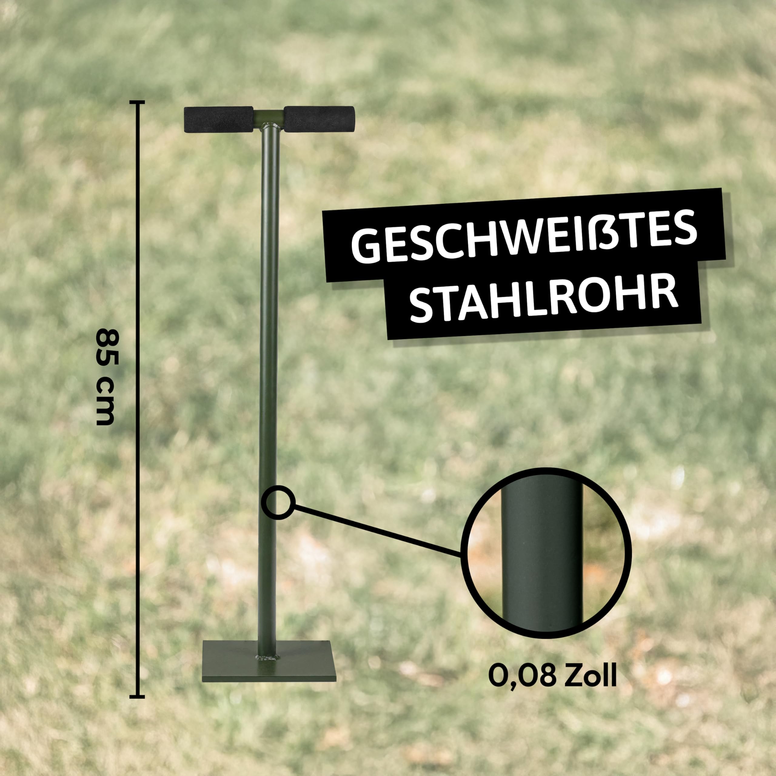 Bodenverdichter Handstampfer aus Stahl - Gartenstampfer mit 20x20cm Platte & Softgriff - Erdstampfer Betonstampfer für Kies, Sand, Asphalt - Verdichtungswerkzeug für Garten