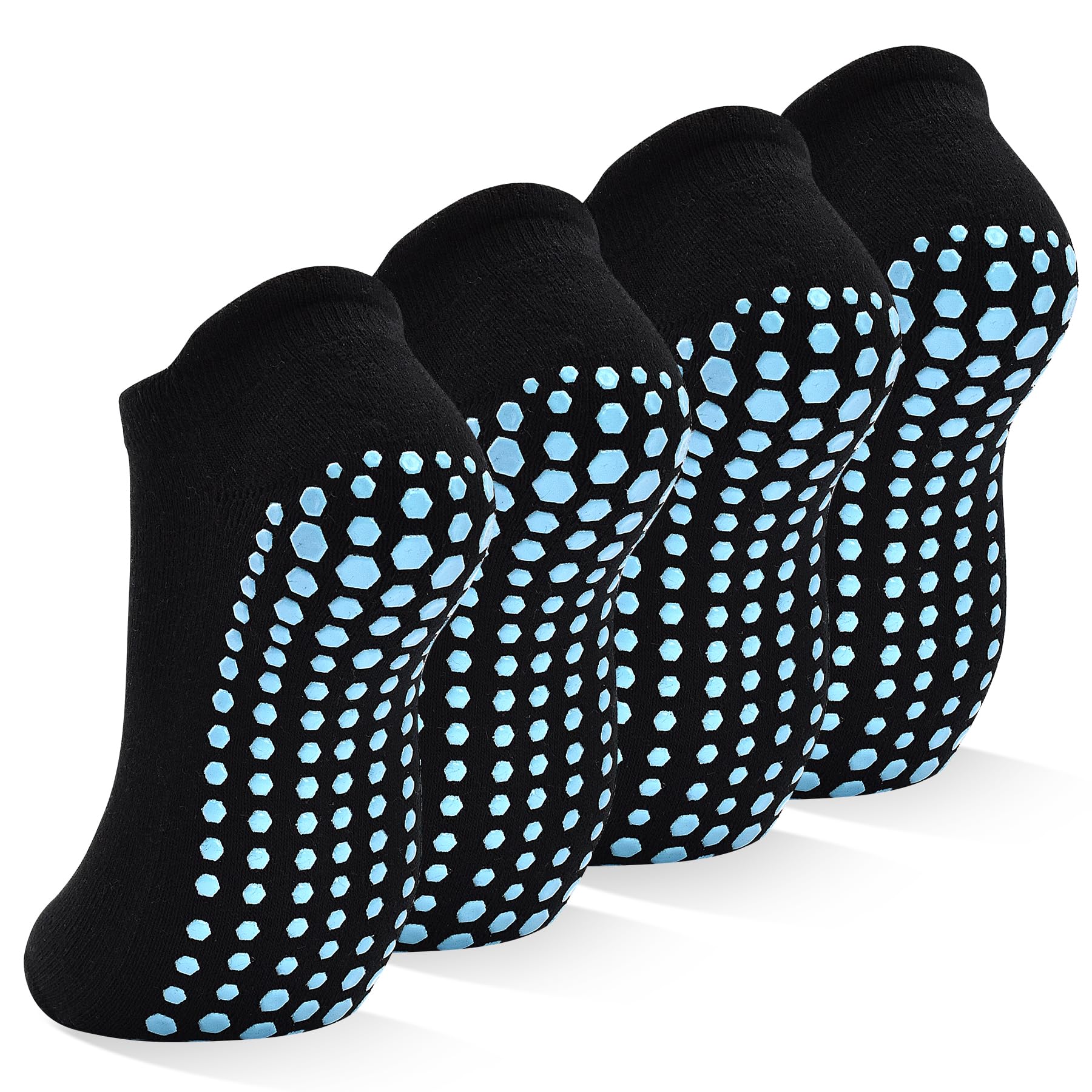 SkiBeaut Grips - Calcetines antideslizantes para mujer, 4 pares de calcetines antideslizantes para yoga, pilates, hospitales (5-12)