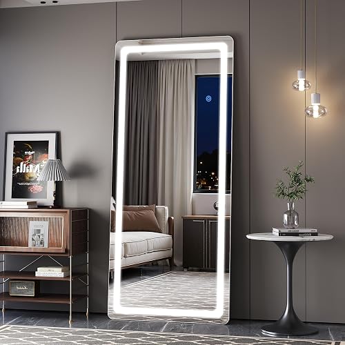 Coomily 71"x28" LED Full Length Mirror, LED Mirror Full Length Lighted Floor Standing,Hanging Mirrors Floor Mirrors with Lighted for Bedroom, Livingroom, Bathroom, Rect Style