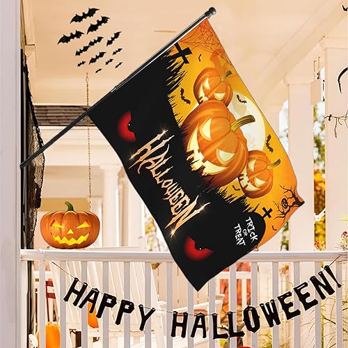 Miniatura 2 de Bandera de Halloween de 3 x 5 para exteriores, bandera de calabaza de Halloween de doble cara para interiores y exteriores, decoración de Halloween,