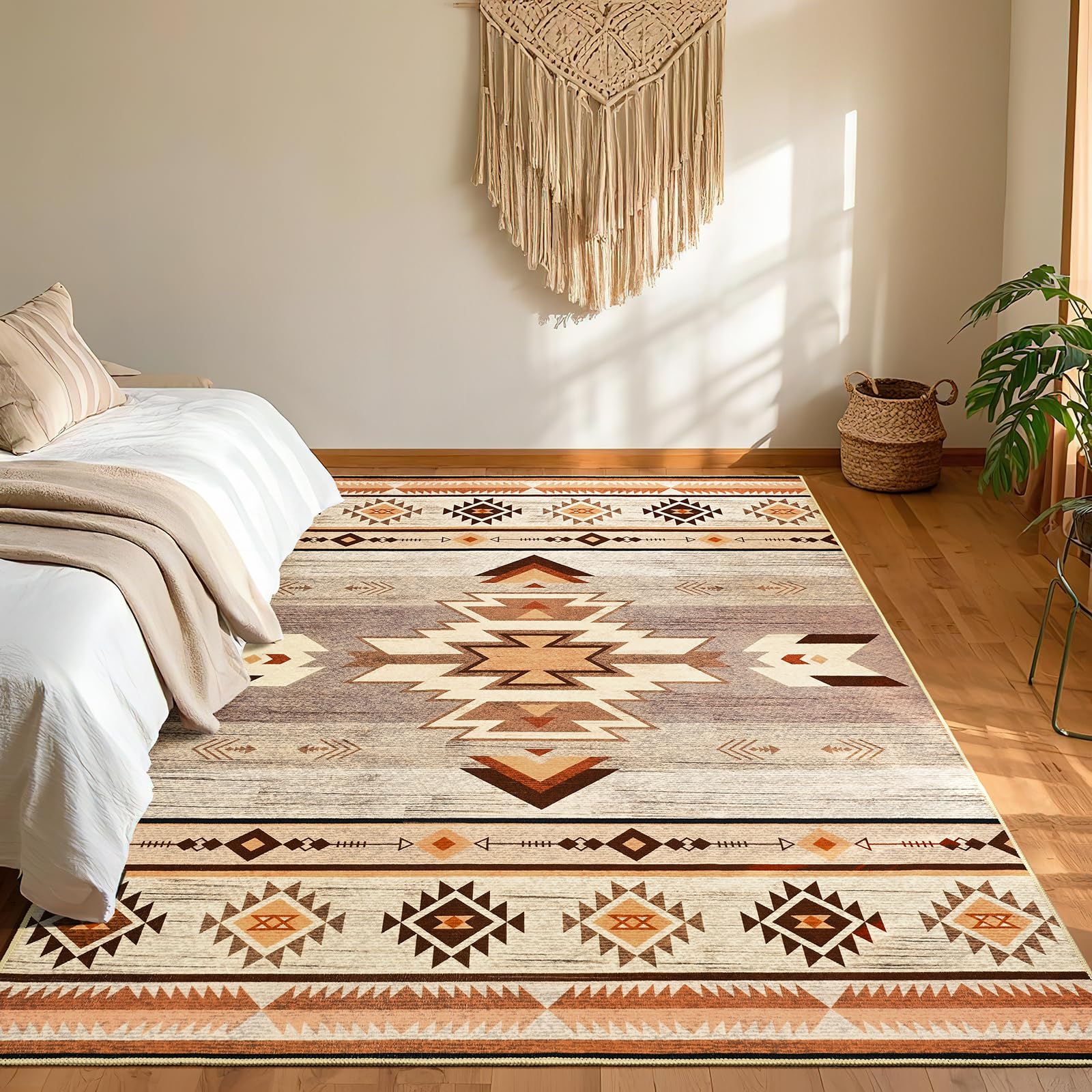 BENRON Western-Teppiche für Wohnzimmer, Schlafzimmer, waschbar, warmes