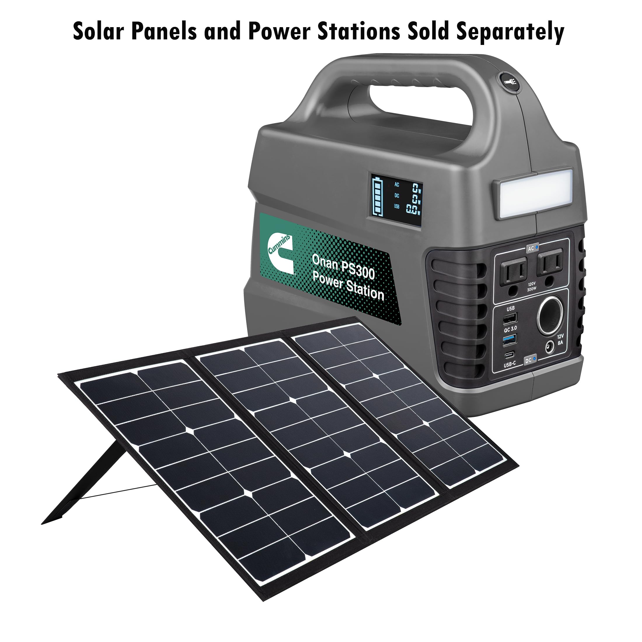 Cummins Panel solar portátil de 60 W para estaciones de energía portátiles, iPhone, iPad, tabletas, laptop, con puertos USB QC 3.0 y USB-C, salida CC, para exteriores, camping, caravanas y viajes