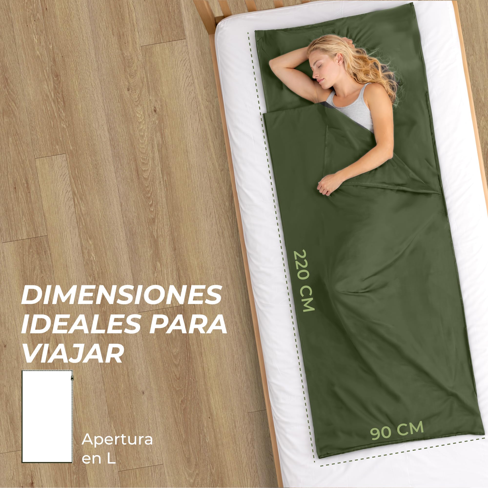 Sábana para Saco De Dormir Ultraligero de Microfibra - Saco Sabana con Comparimiento de Almohada Agregado - Sabana Saco para Viajar, Verano
