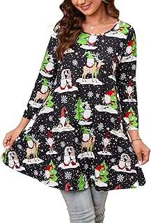 Enmain Womens Casual Tunic Tops Long Sleeve Ladies Longline Tunic Blouse Shirts Round Neck Plus Size Tunics Dress Floaty T Shirt for Women,S-3XL