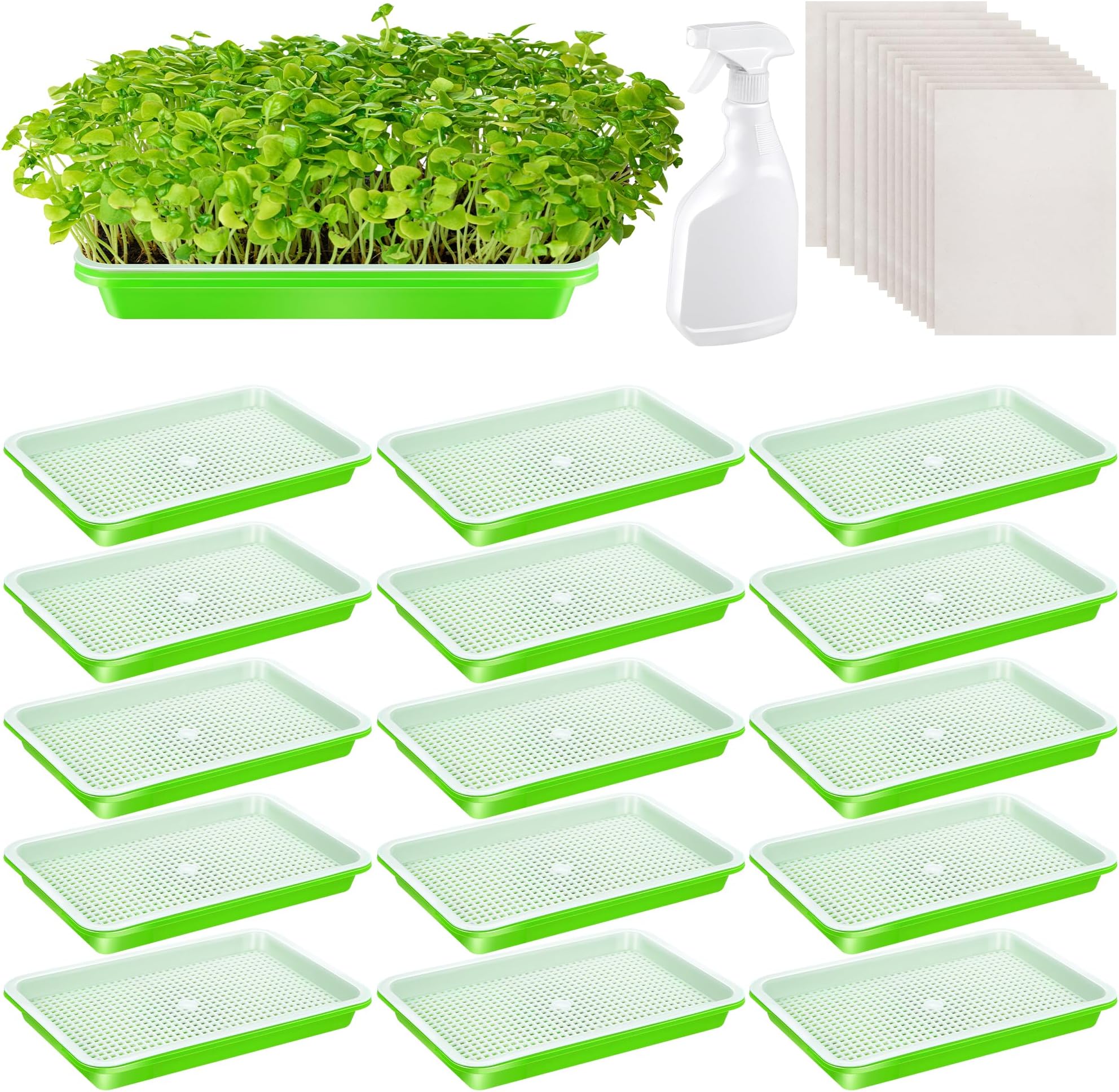 Amazon.com : Hahood 16 Sets Seed Sprouter Tray with Drain Holes ...