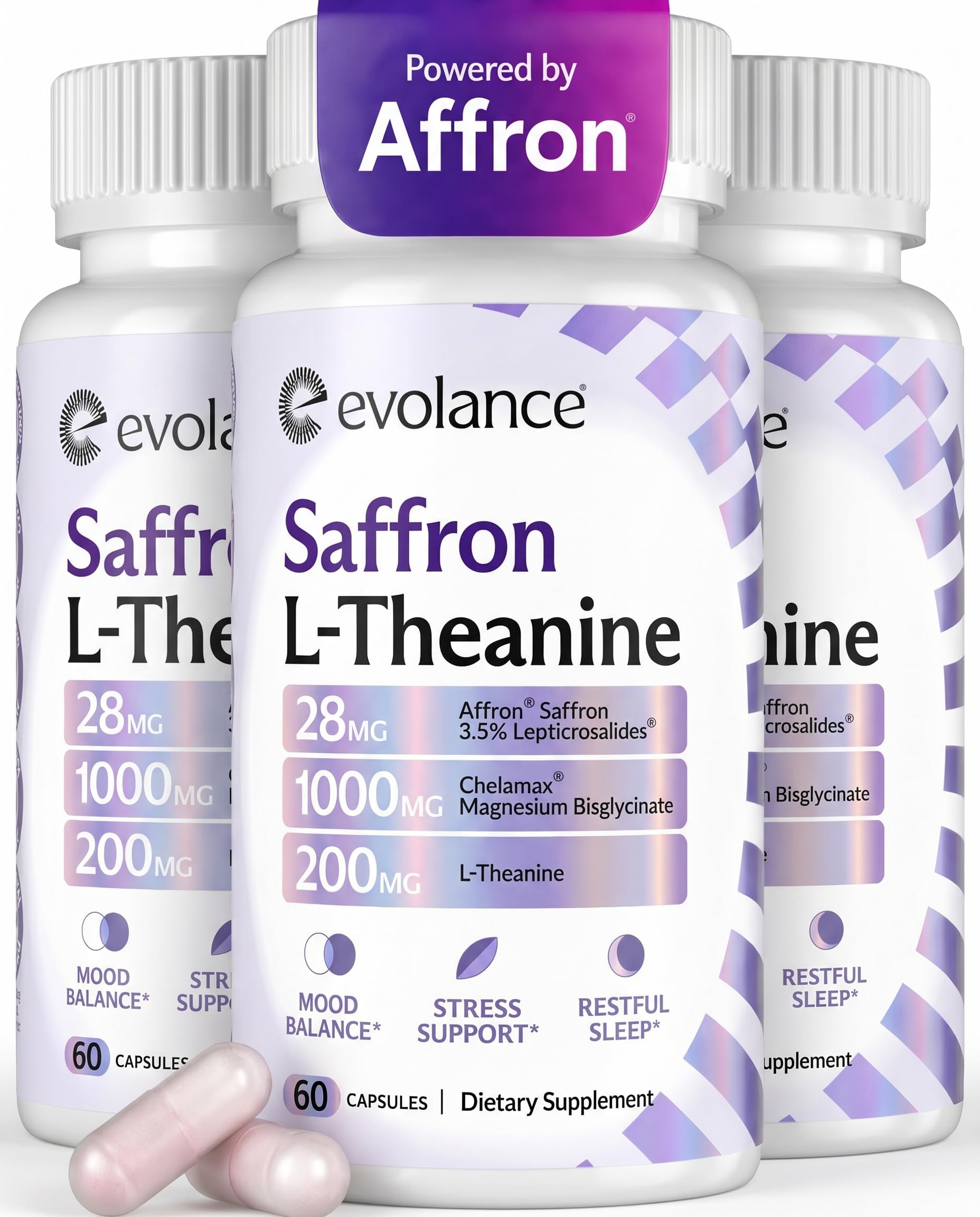 Affron Saffron Supplement for Stress & Mood Support – Saffron Extract 28mg with Magnesium Glycinate 1000mg & L-Theanine 200mg – Sleep & Focus, Melatonin-Free, 60 Veggie Capsules — Amazon image 10