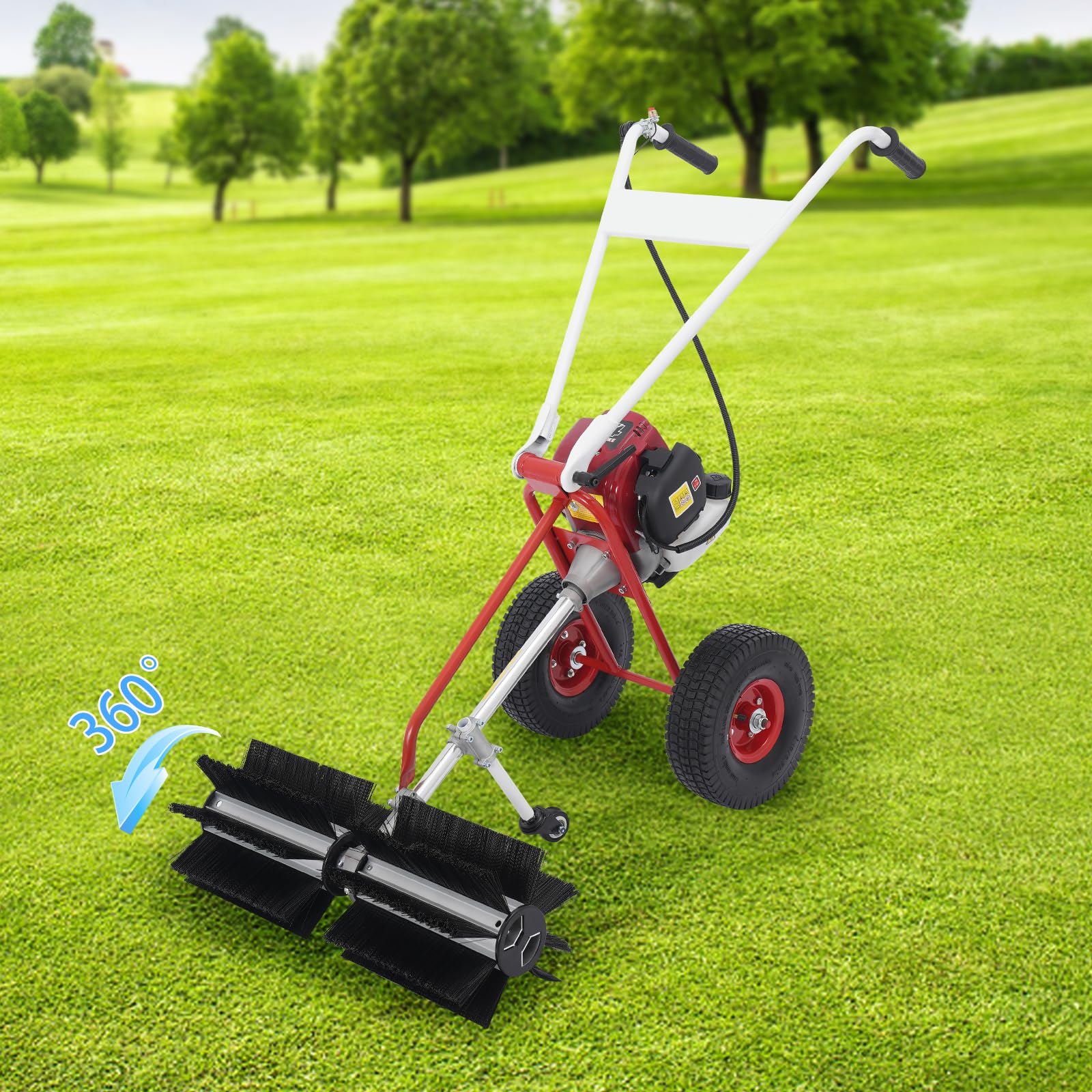 Kehrmaschine Benzin 4 Takt für Kunstrasen Laubsammler Motorbesen Kehrbesen Benzinmotor Benzin Motor Besen Handkehrmaschine Gasoline Lawn Sweeper Gasbesen