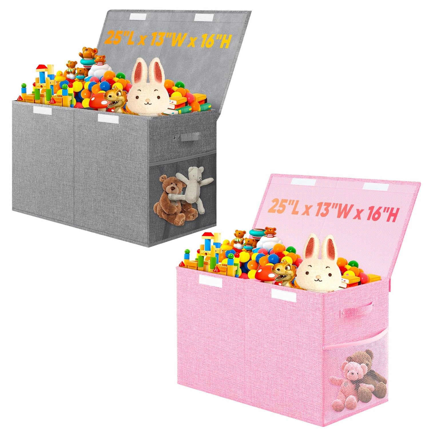 Large Toy Box, Collapsible Storage Bins with Lids, Toy Storage Organizer Toddler Bin Boxes for Kids, Boys, Girls