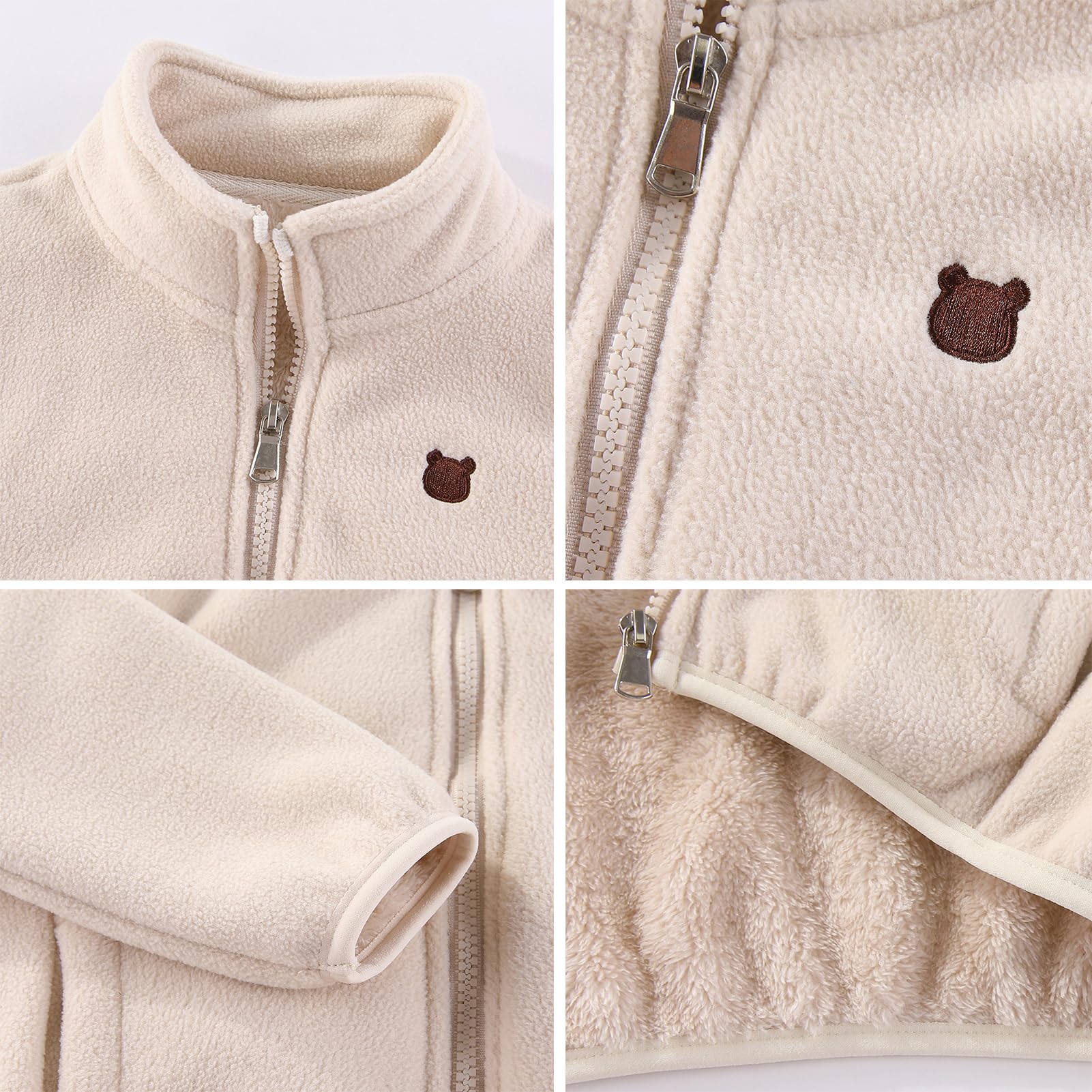 Gajaous Chaqueta de polar para niños pequeños, abrigada con cremallera completa de manga larga, abrigo cálido para bebés, niños y niñas, otoño, primavera e invierno
