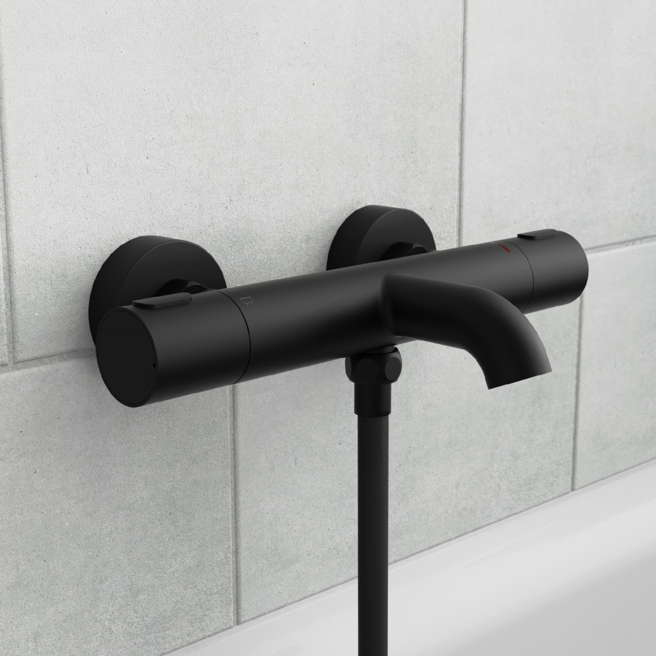 Schütte 33196 Badewannenarmatur Los Angeles mit Thermostat, Wannenarmatur Wannenthermostat mit Verbrühschutz bei 38℃, Mischbatterie Wasserhahn Armatur für Badewanne, Schwarz