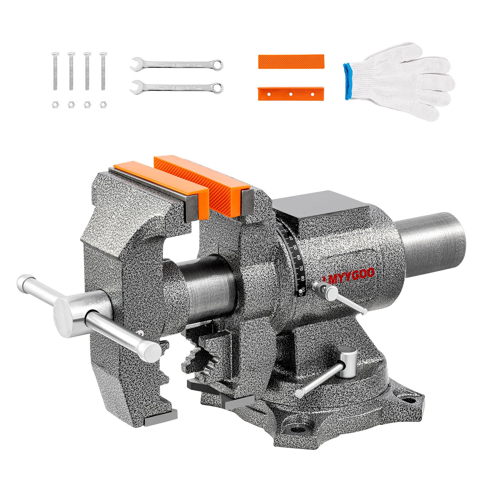 LMYYGOO Bench Vise, 6inch Jaw Width 5inch Jaw Opening, 360
