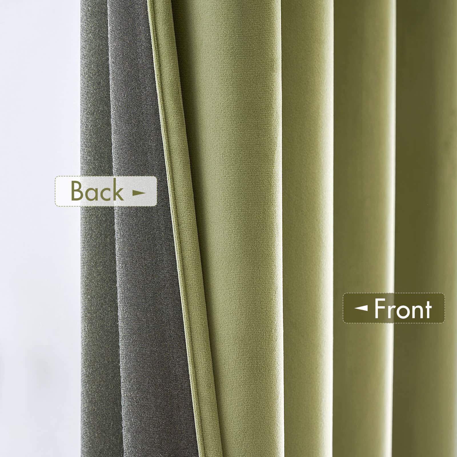MIULEE Sage Green Velvet Curtains Thermal Insulated Soundproof Room Darkening Blackout Curtains/Grommet Window Drapes for Living Room/Bedroom/Home Theatre Decor 52 x 84 Inches 2 Panels