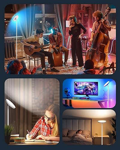 Miniatura 6 de Lámpara de pie de 42 W, lámpara de pie súper brillante de 3700 lm con luz lateral y temporizador, luz alta con control remoto y control táctil,