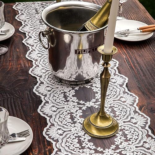 Miniatura 3 de ARTABLE Camino de mesa rectangular bordado de macramé de encaje con exquisito estilo vintage desgastado chic para mesas largas de cena de boda de