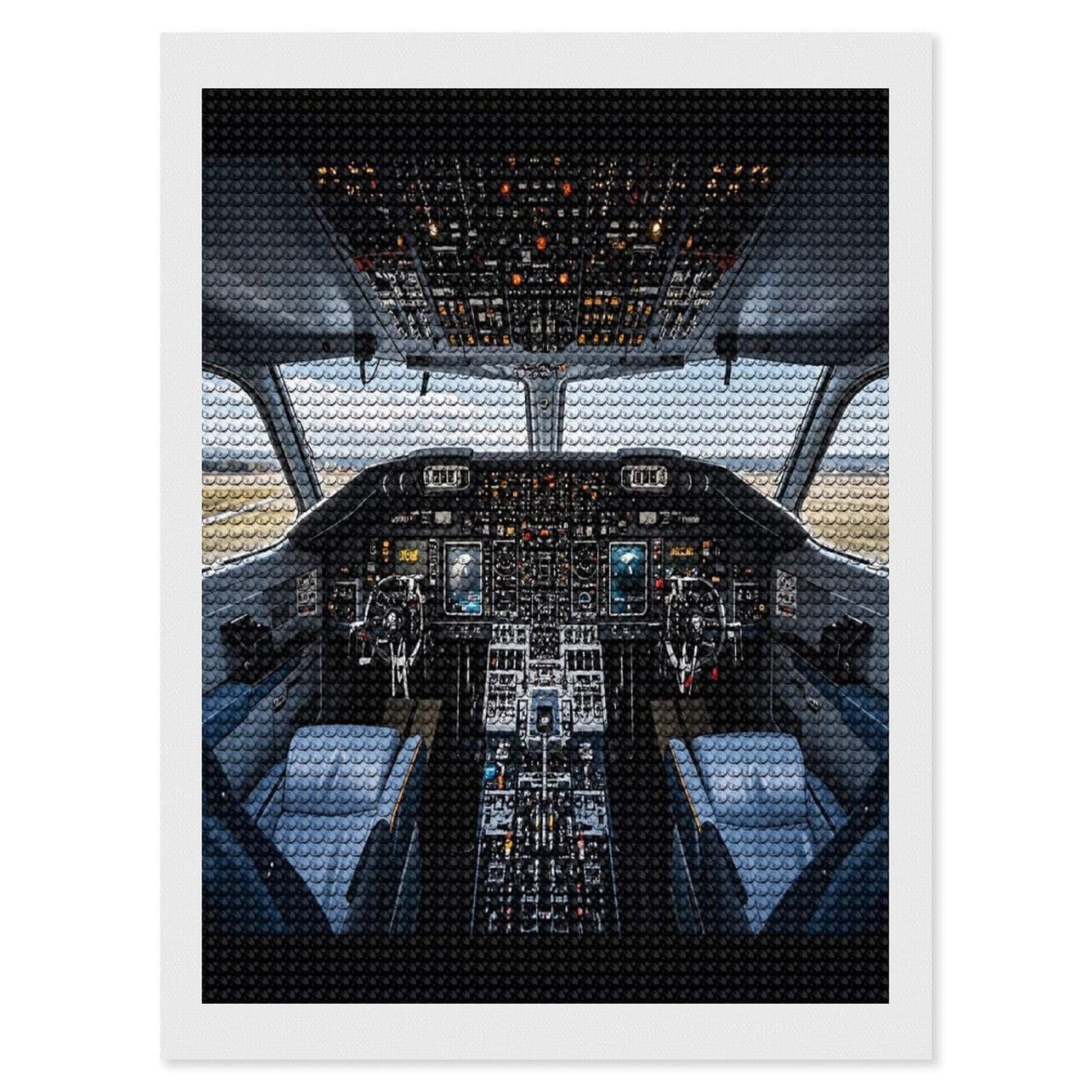 FekiLoot Airplane Cockpit Diamond Painting Kits for Beginners DIY Diamond Art Kits for Adults Full Drill Round Diamond Dot Gem Art Painting Fun DIY Crafts for Home Kitchen Wall Decor Gift 12"x16"