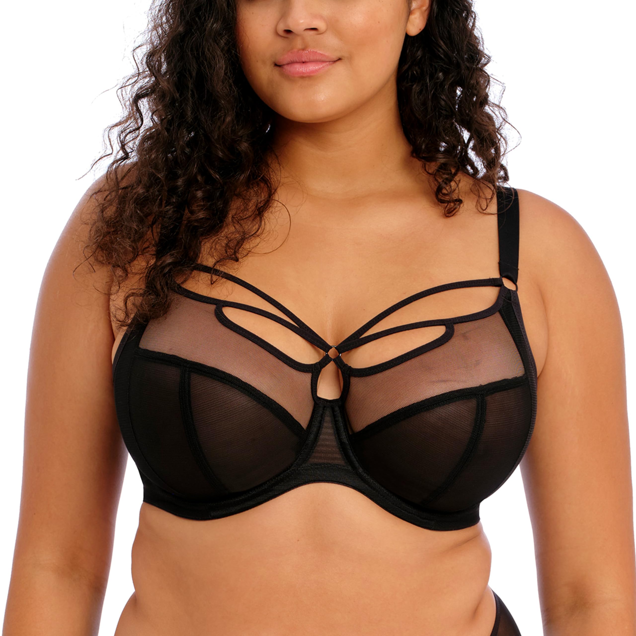 Elomi Women's Sachi Strappy Underwire Plunge Bra, Black, 42HH