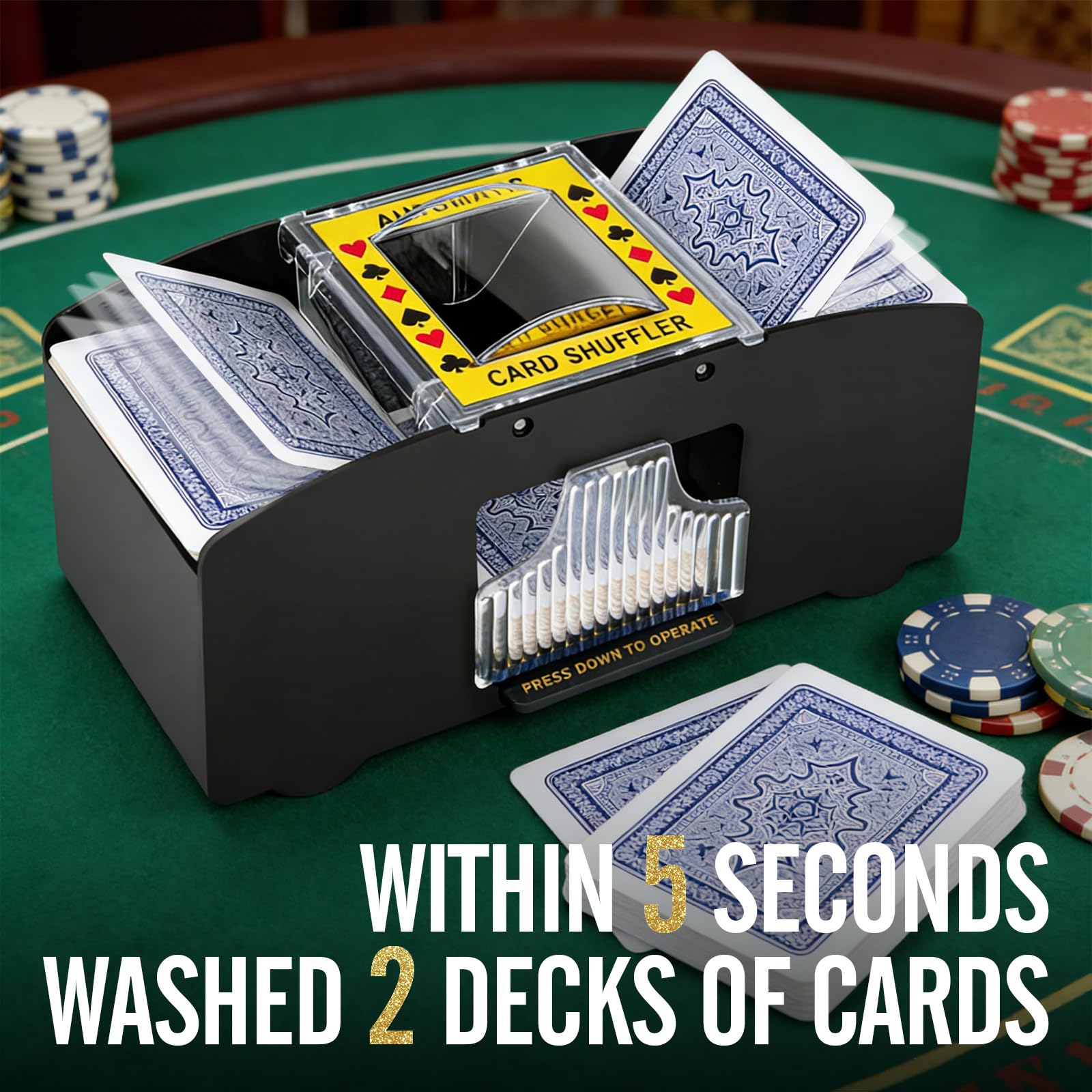 Barajador Automático de Cartas, Máquina Mezcladora de Cartas Eléctrica 2 Mazos para UNO, póquer, Texas Hold'em, Canasta, Blackjack