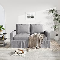 Vista 15 de Sofá biplaza de lino fino, moderno sofá biplaza para apartamento, sala de estar, dormitorio, muebles de espacios pequeños, sofás, sofás, patas