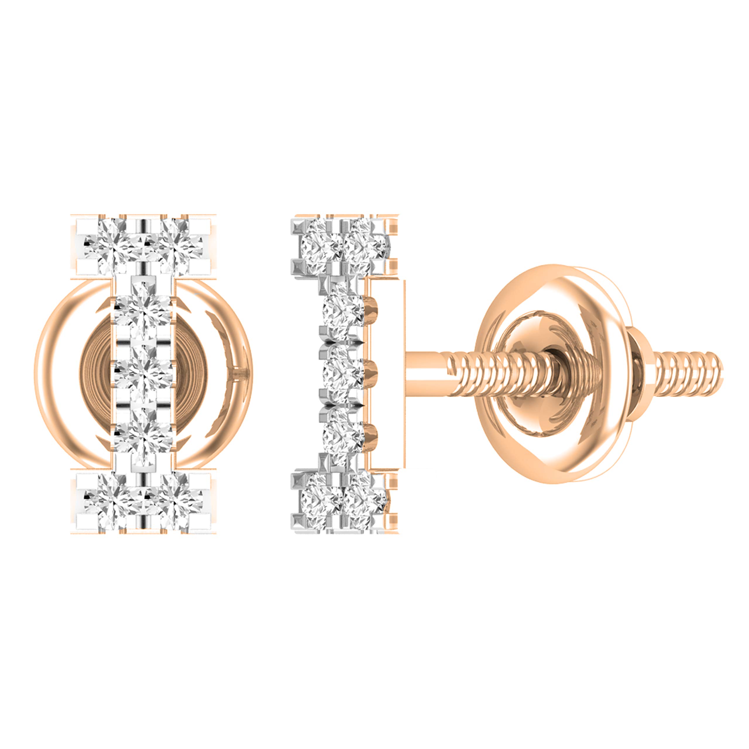 Dazzlingrock Collection - Pendientes de tuerca de 0,10 quilates (0,10 quilates (ctw), diseño de letra inicial de alfabeto blanco, 1/10 quilates, disponible en oro de 10 K/14 K/18 K y plata de ley 925