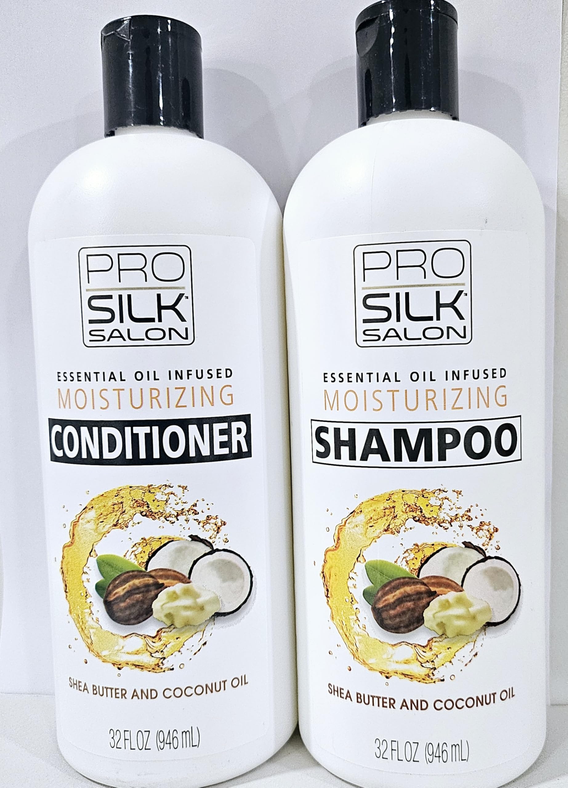Essential Oil Infused Moisturizing Conditioner and Shampoo Set, Shea Butter and Coconut Oil, 32 fl oz