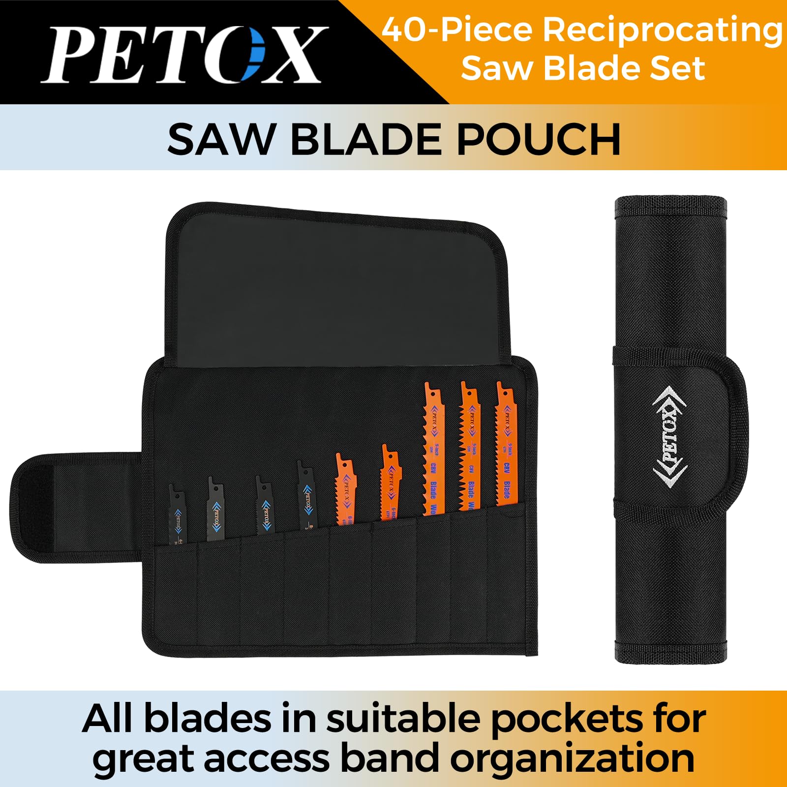 Juego de 40 hojas de sierra alternantes, hojas de sierra de corte de metal y madera y plástico con bolsa organizadora, compatible con DeWalt Bosch, Makita, Milwaukee, Porter-Cable Ryobi Ridgid