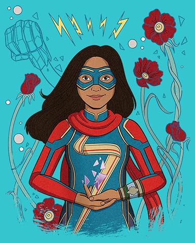 Maglietta Marvel Ms. Flower Badge Per Ragazza – Ufficiale, 100% Cotone, Design Floreale Con Ms. Marvel, Vestibilità Comoda - 2