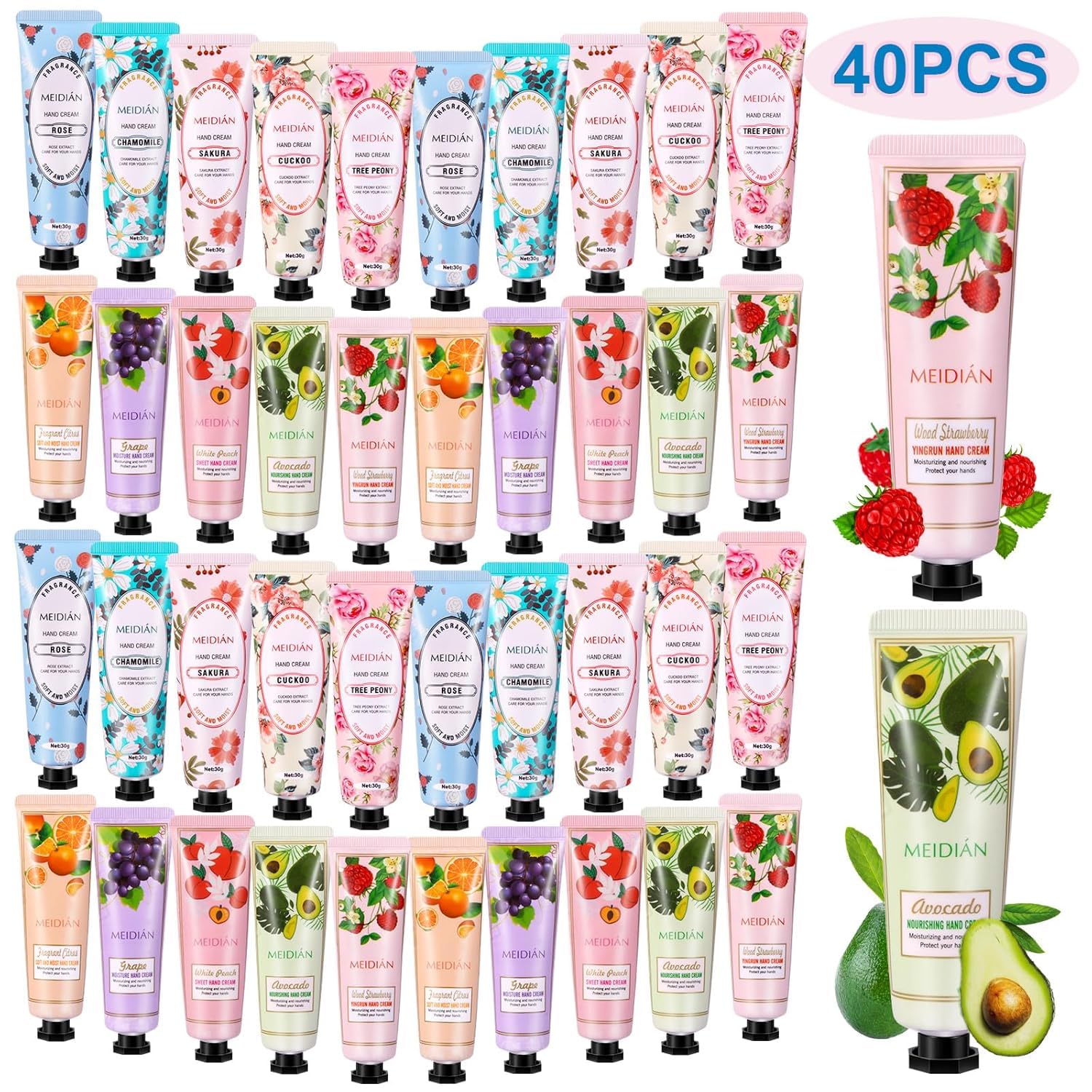 40 Pack Hand Cream Gift Set For Women Mini Care Lotion Travel Size Dry Cracked Plant Fragrance Moisturizing Christmas Mother'S Day Valentine'S