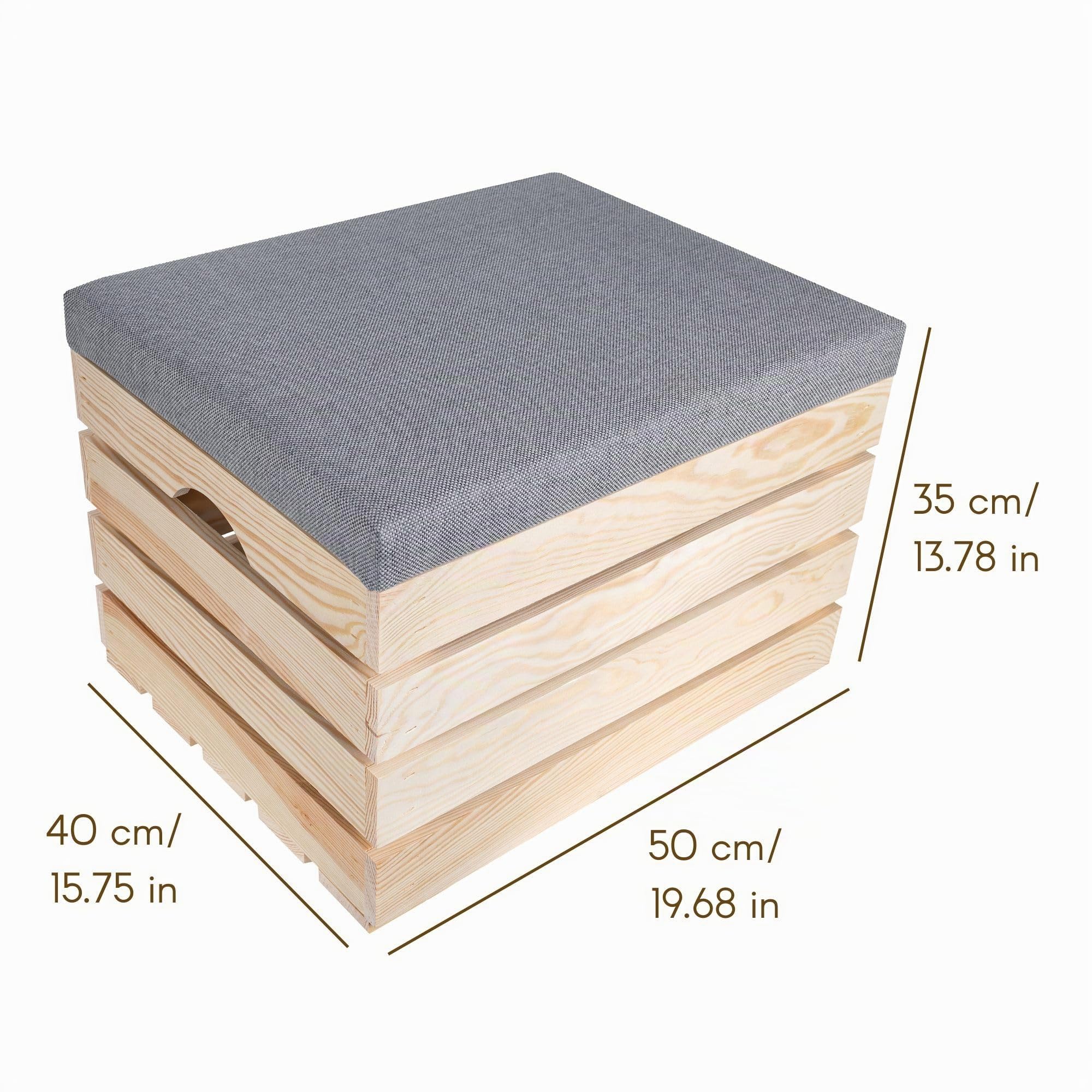 Creative Deco Coffre de Rangement en Bois Brut | 50 x 40 x 35 cm