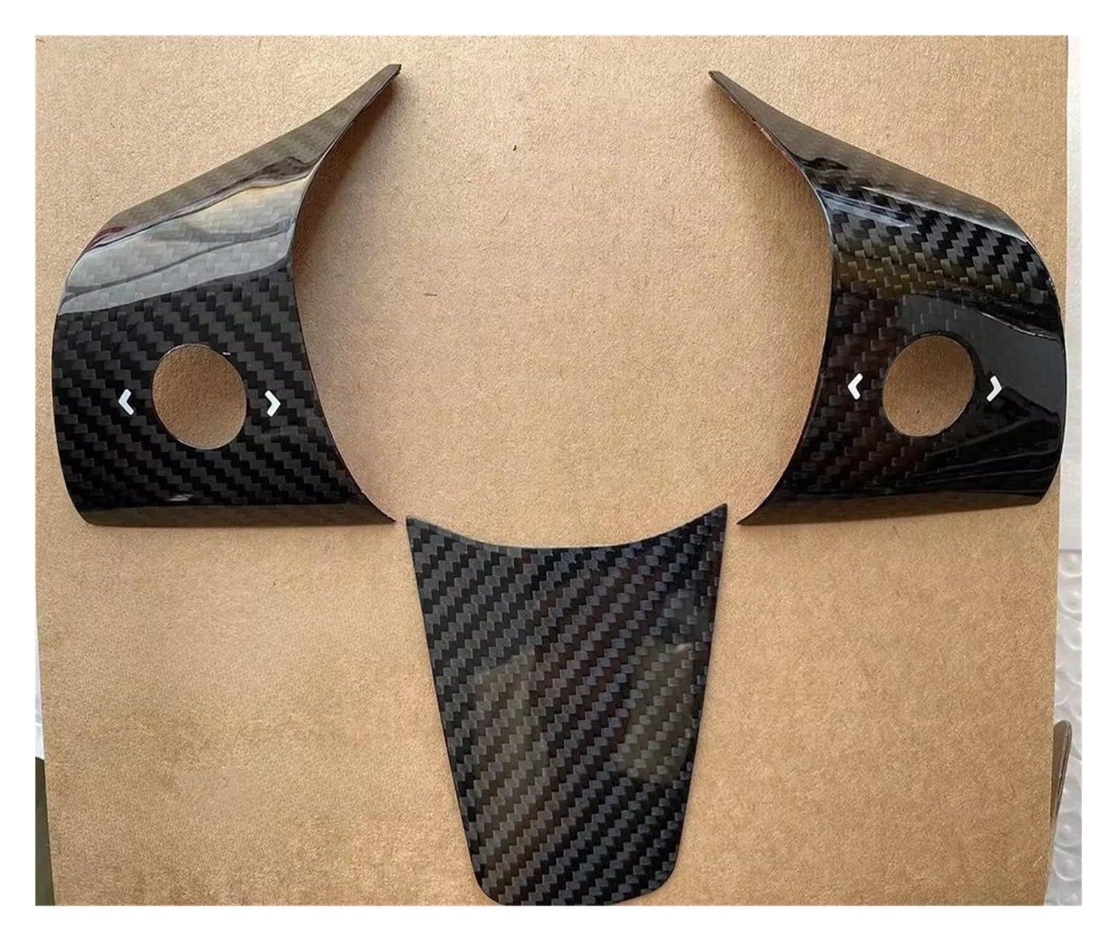 KUWAYO Steering Wheel Trim Sticker for T-e-s-l-a Model 3 Model Y Real Carbon Fiber Cover Frame True Carbon Interior Modification 2017-2023(Glossy with Arrow)