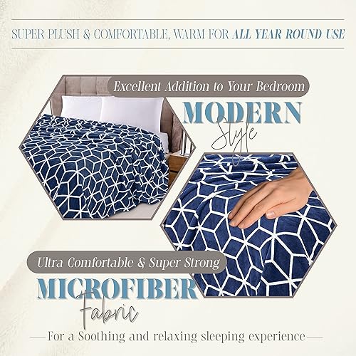 Vista 5 de Elegant Comfort Manta de Lujo con Tacto Aterciopelado, Manta Ligera para Todas las Estaciones, Ultra Suave, Suave, Acogedora-Mullida de Franela Cube