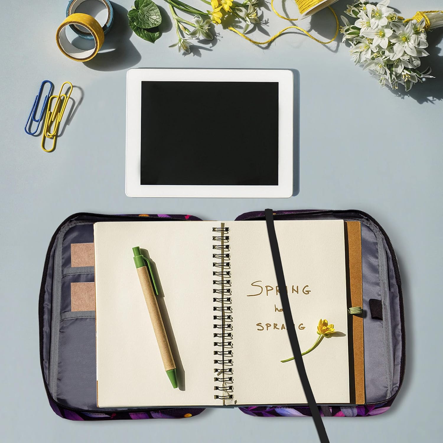 Bible Cover for Women, Bible Holder, Bible Cover Carrier Carrying Organizer Bag, God is Within Her She Will Not Fall, Zipper and Pockets for Standard Size Bible, Gift for Women(Pink1) - Image 3